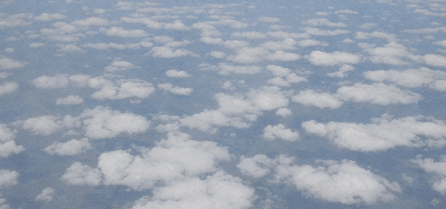 カナダへ渡航する空からの写真